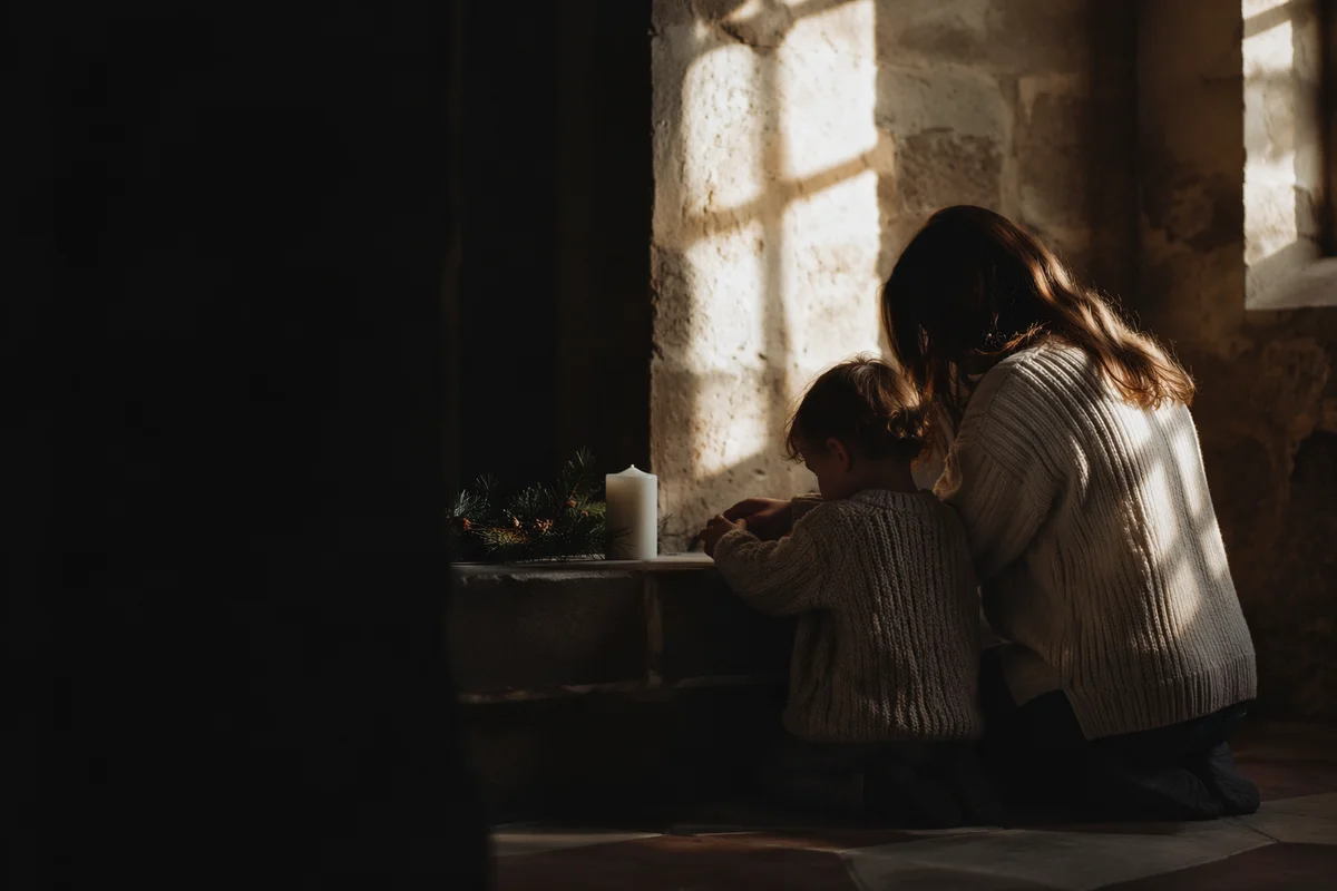 Mother and Child in Seasonal Chapel Prayer