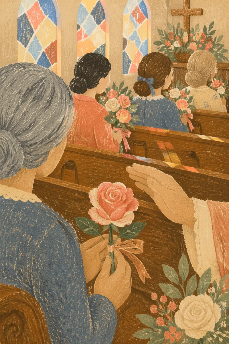 Mothers Day Roses and Blessing in Church