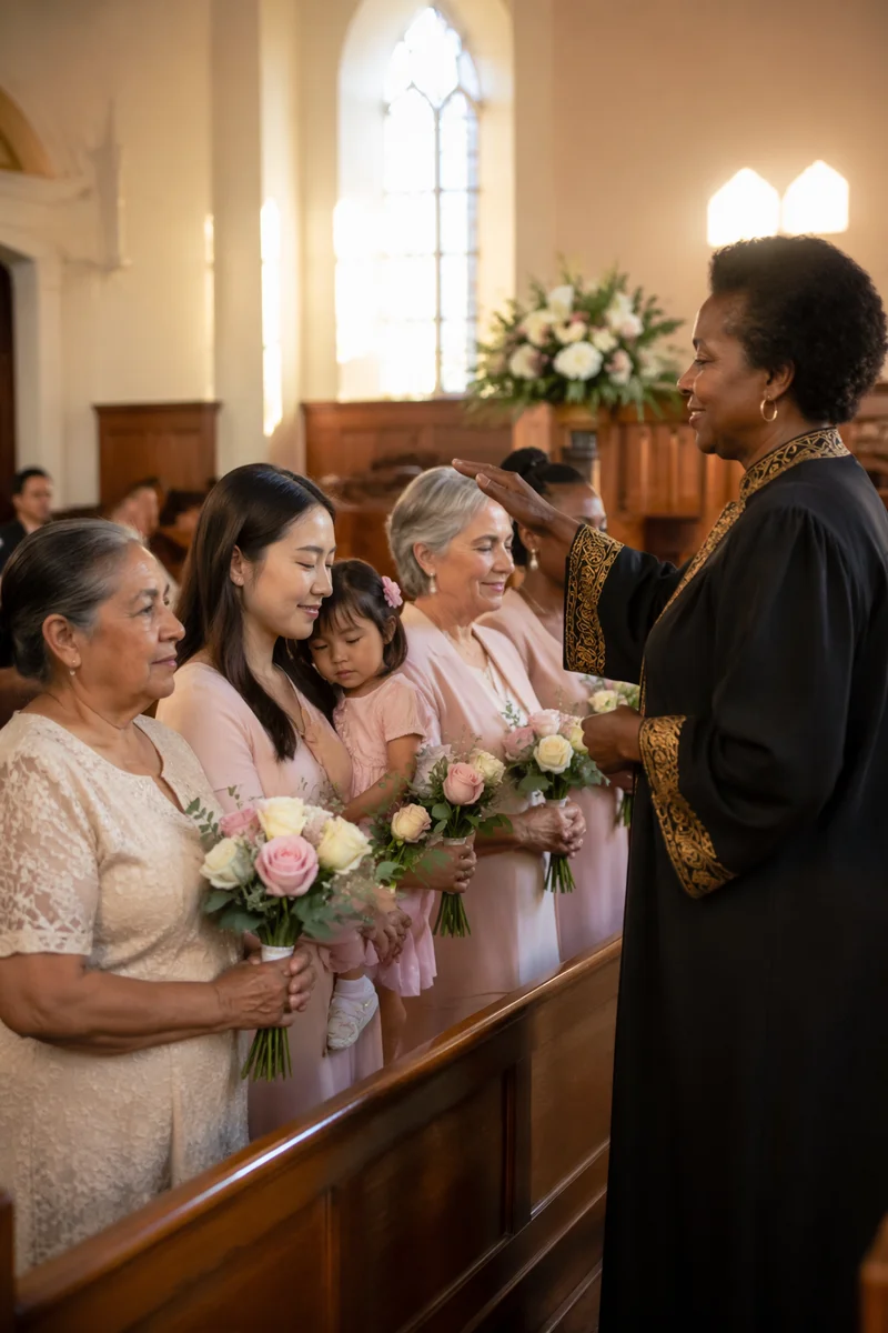 Mothers Receiving Roses in Church Sanctuary