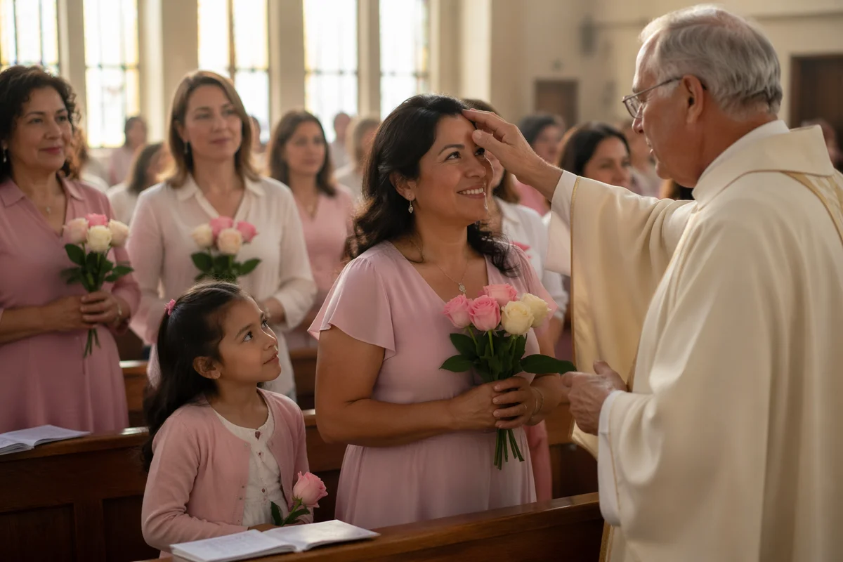 Mothers Receiving Roses in Church Sanctuary