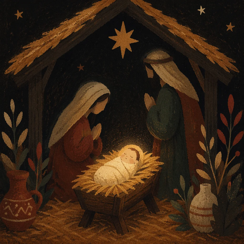 Warm Stable Nativity Manger Scene