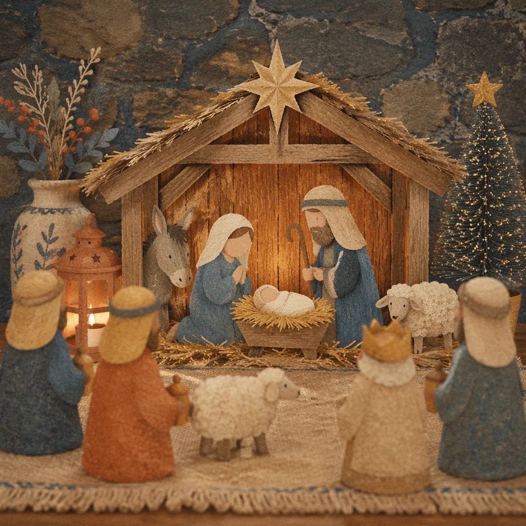 Warm Stable Nativity with Gentle Bokeh