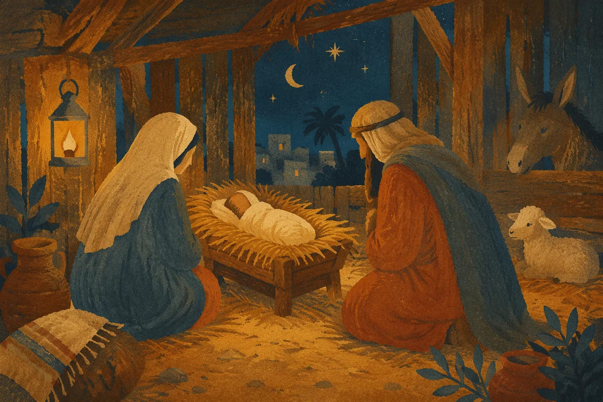 Warm Lantern Nativity in Humble Stable