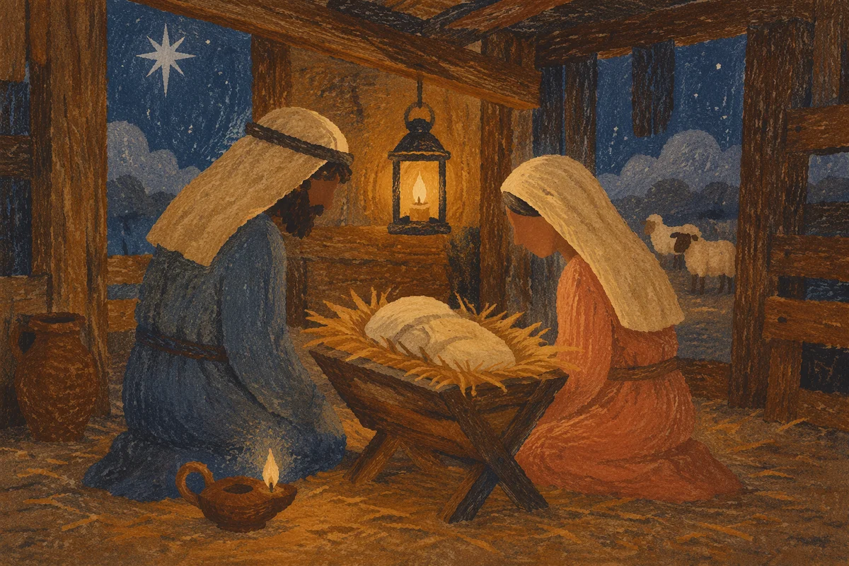 Warm Lantern Nativity in Humble Stable