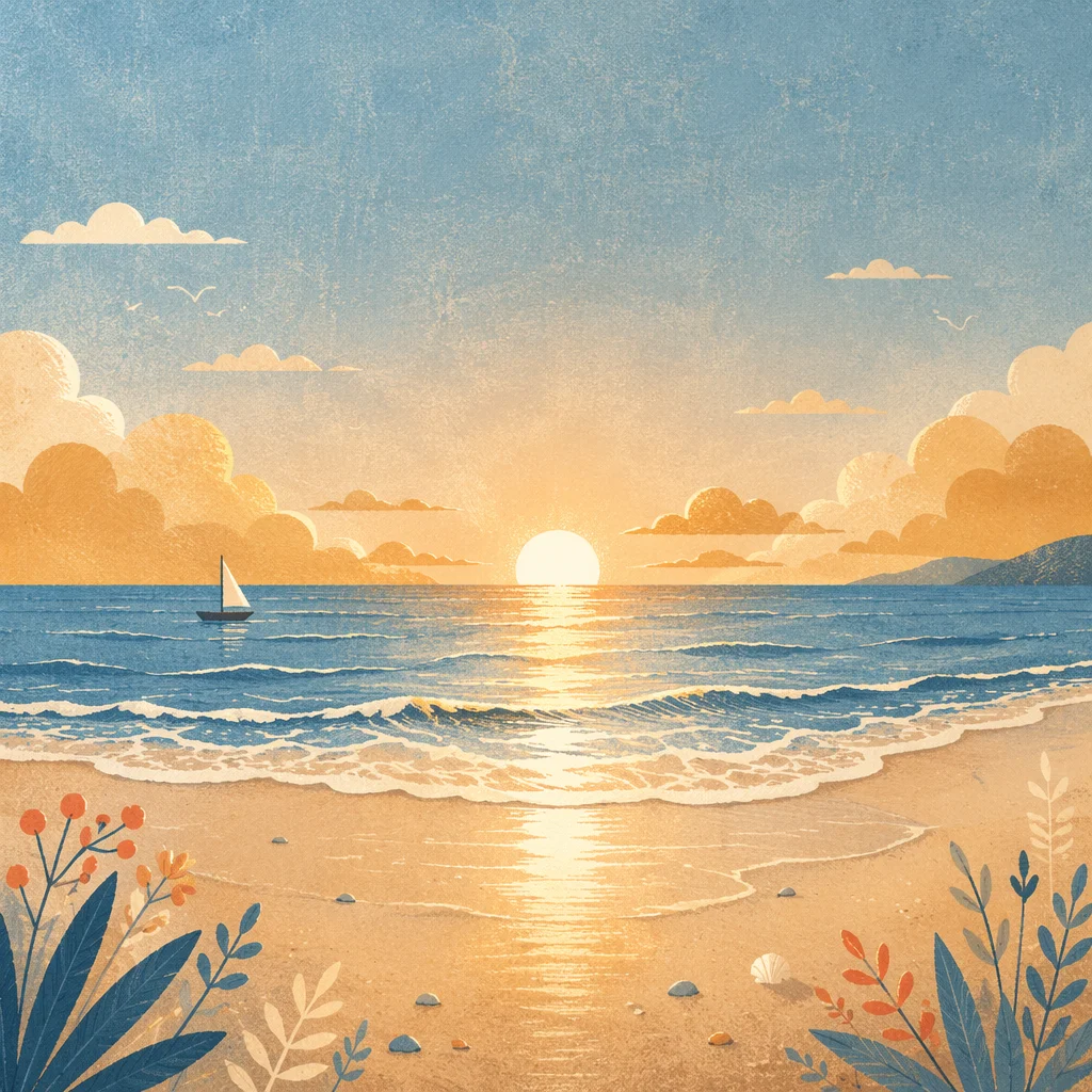 New Year Sunrise Over Peaceful Beach