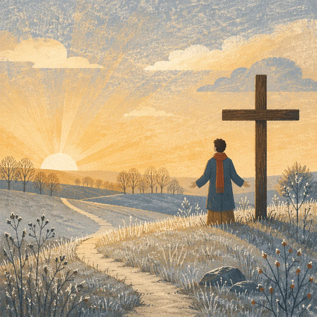 New Year Sunrise Prayer at Wooden Cross