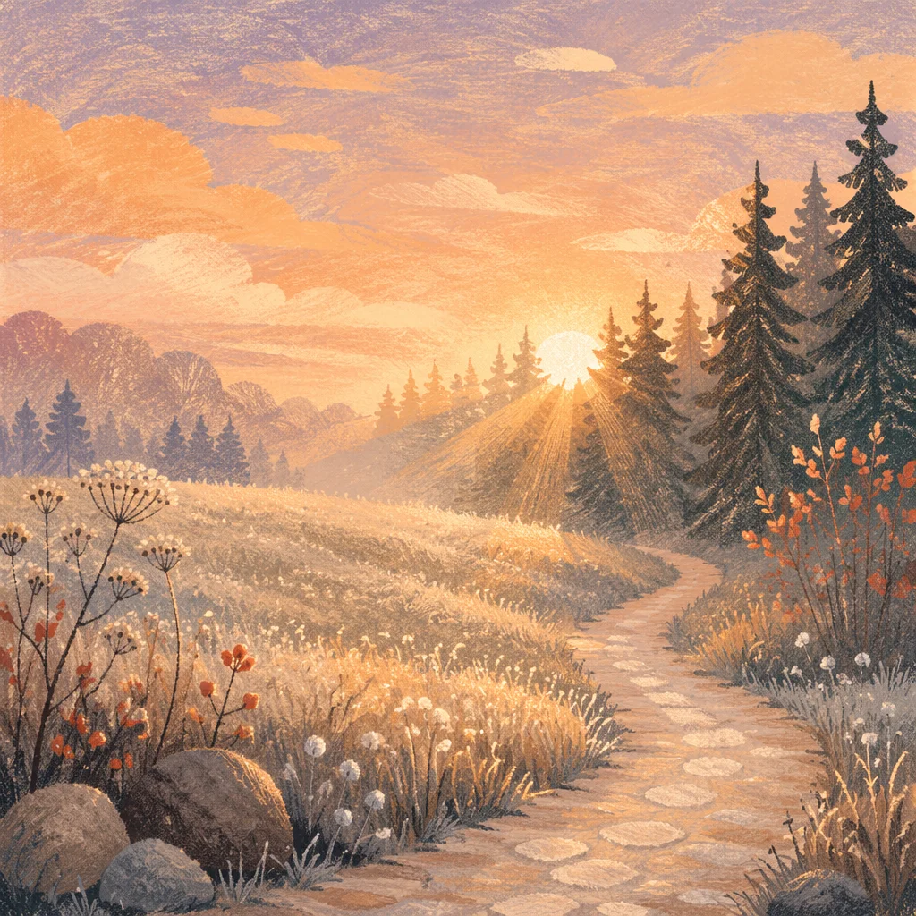 New Year Sunrise Over Frosted Meadow