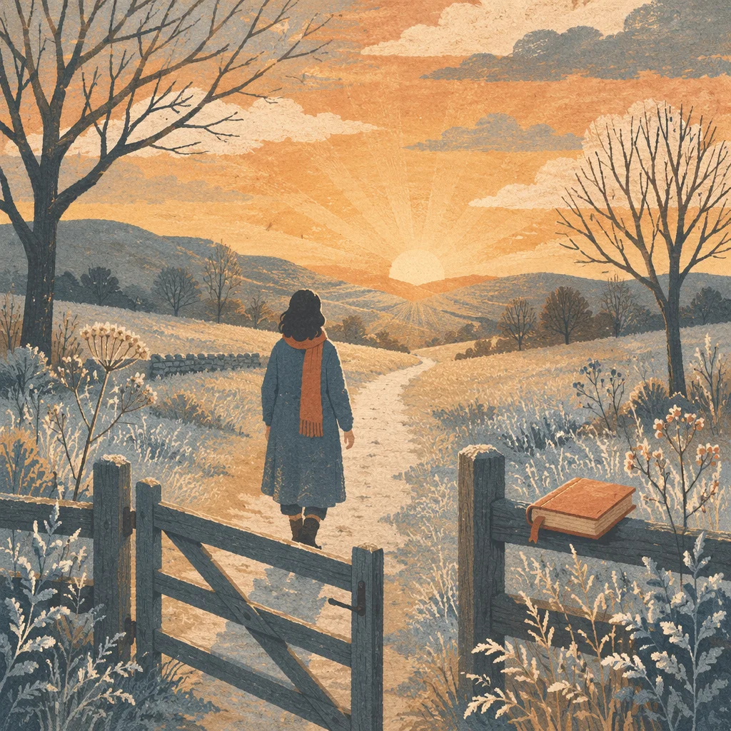 New Year Sunrise Through Winter Gate