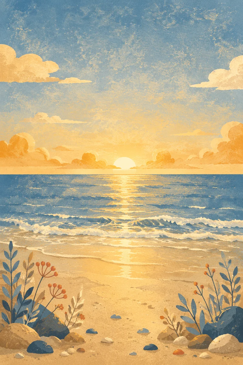 New Year Sunrise Over Peaceful Beach
