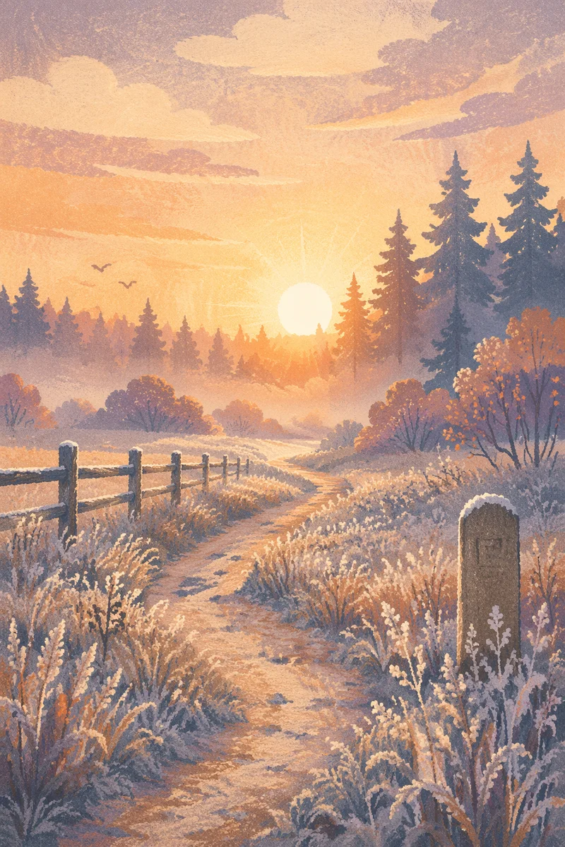 New Year Sunrise Over Frosty Meadow