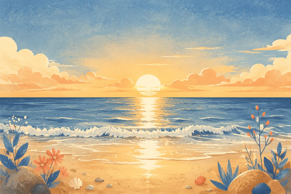 New Year Sunrise Over Peaceful Beach