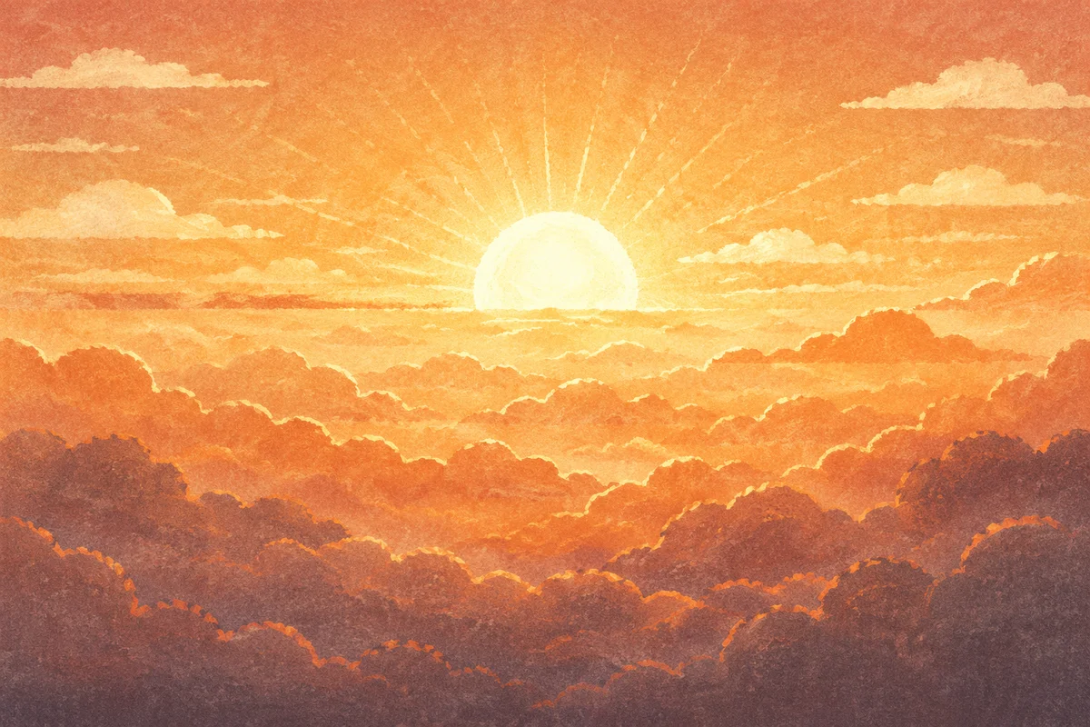 New Year Sunrise Above Golden Clouds
