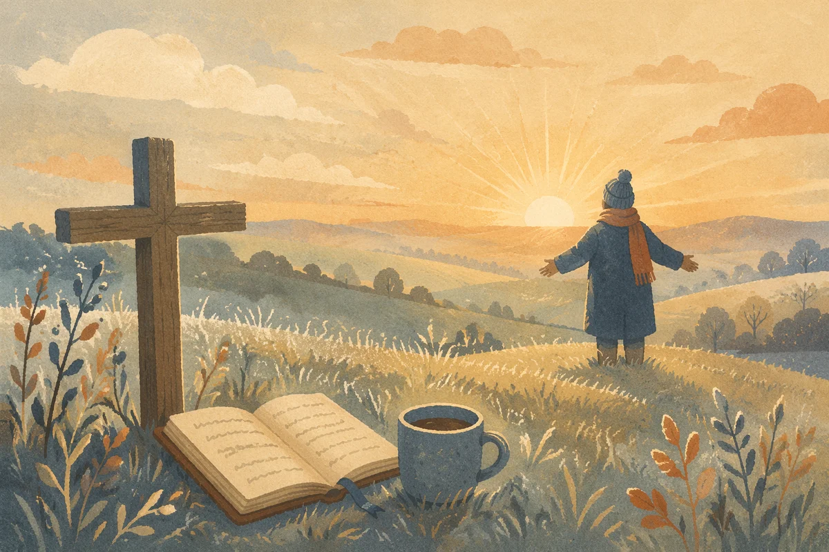 New Year Sunrise Prayer on Frosty Hill