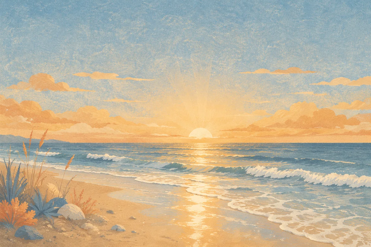 New Year Sunrise Over Peaceful Beach