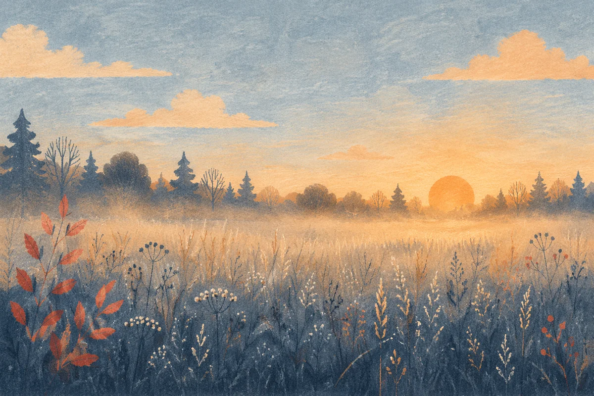New Year Sunrise Over Peaceful Winter Meadow