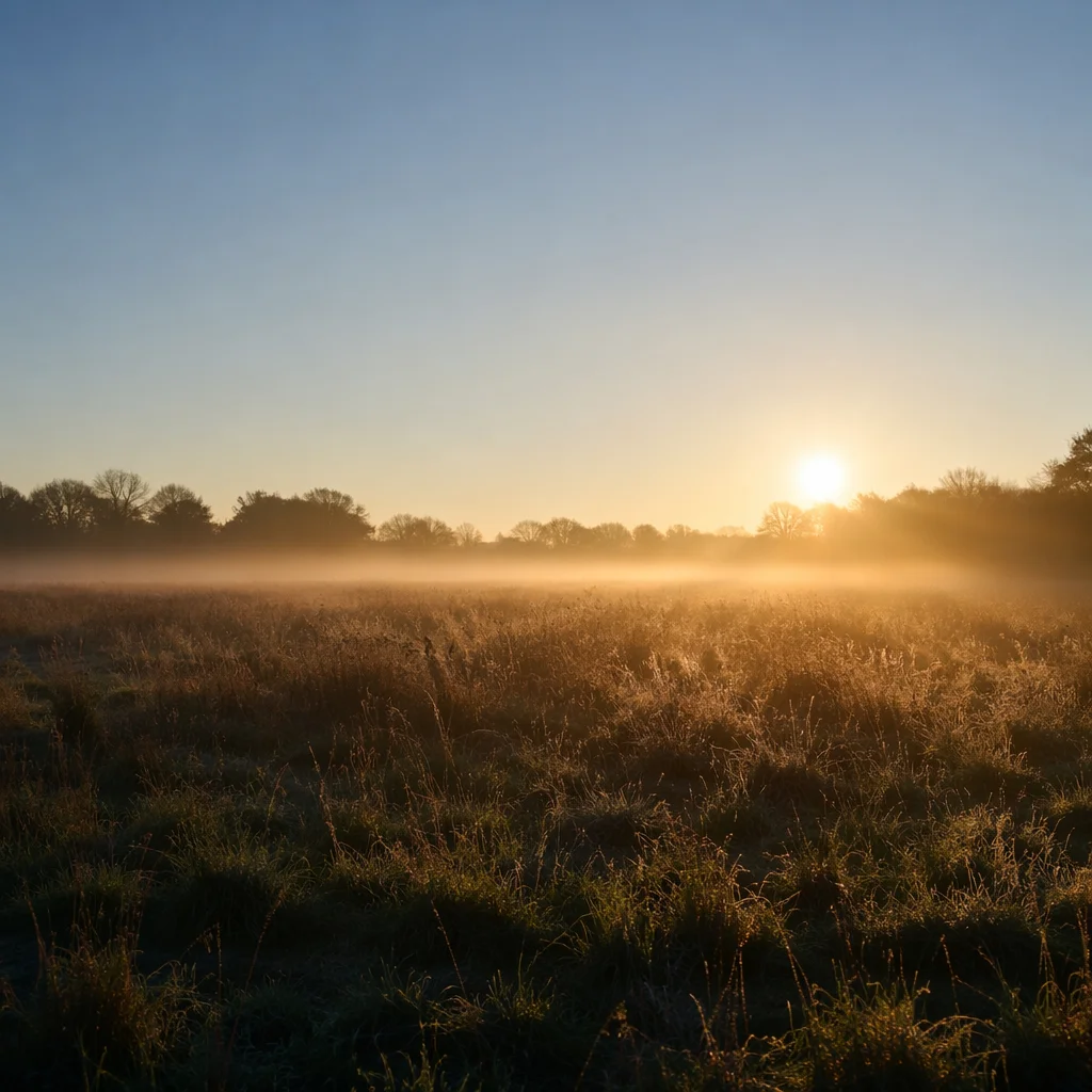 New Year Sunrise Over Peaceful Meadow
