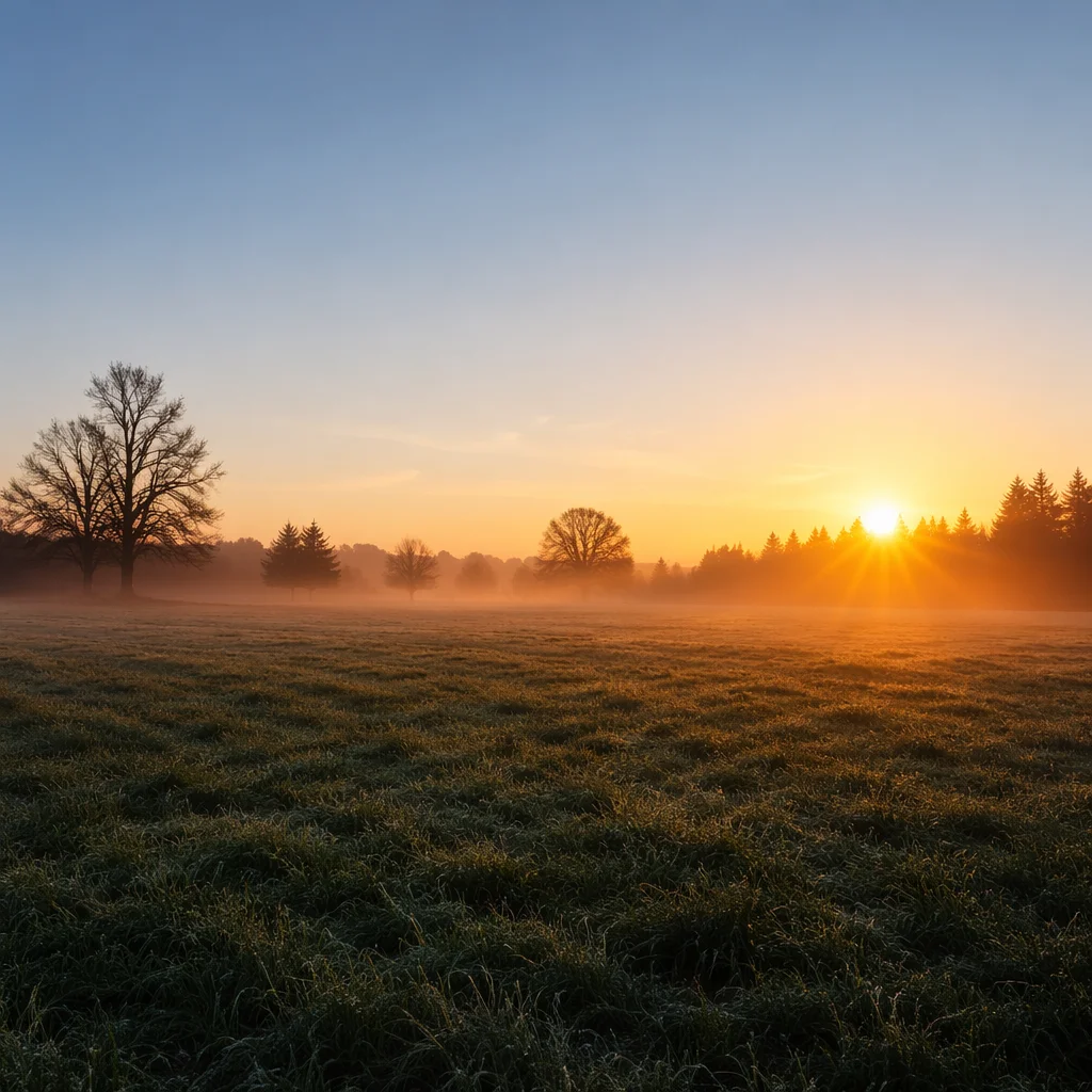 New Year Sunrise Over Misty Meadow