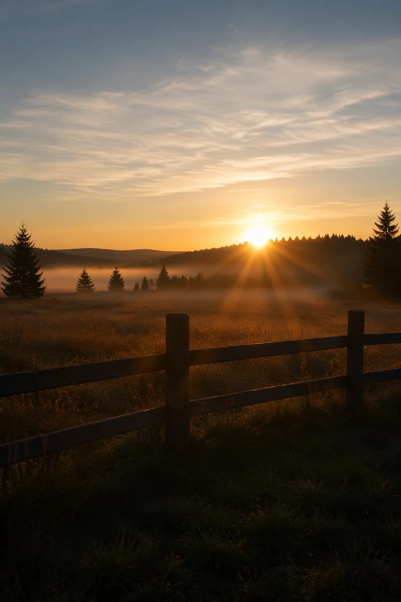 New Year Sunrise Over Peaceful Meadow