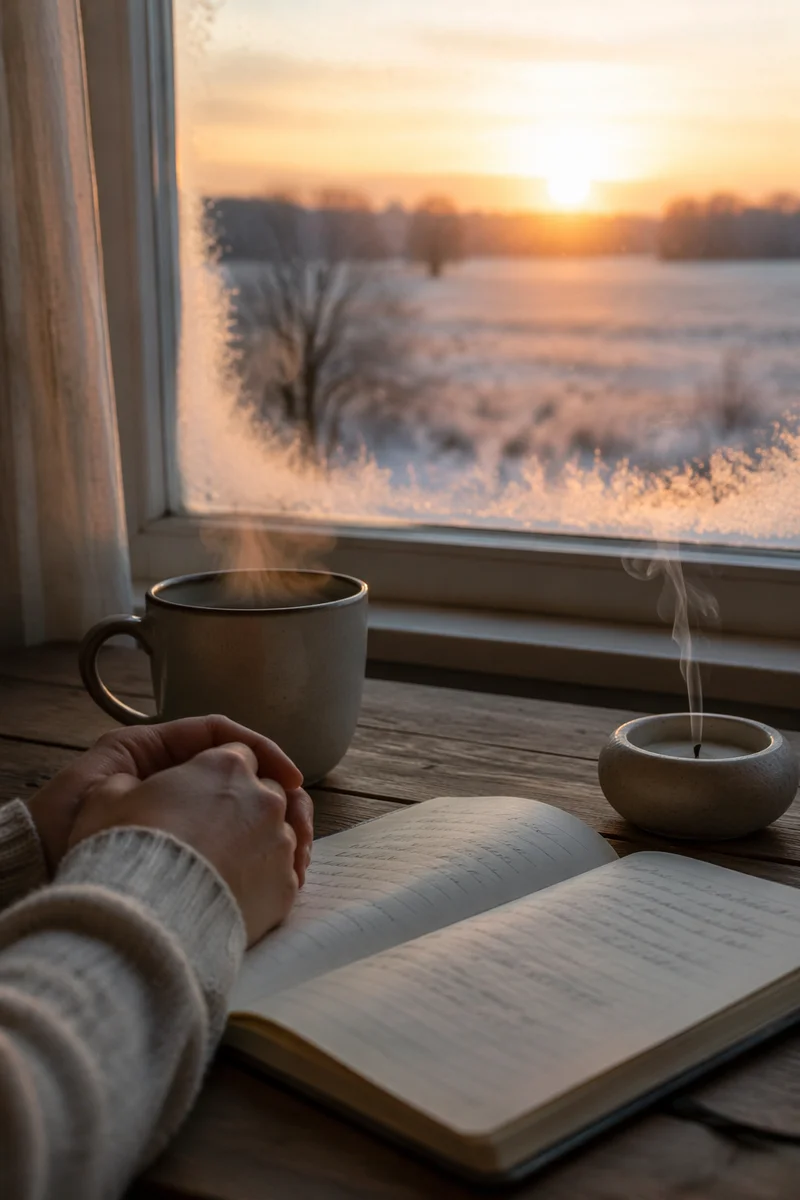 Sunrise Journal by Frosted Window