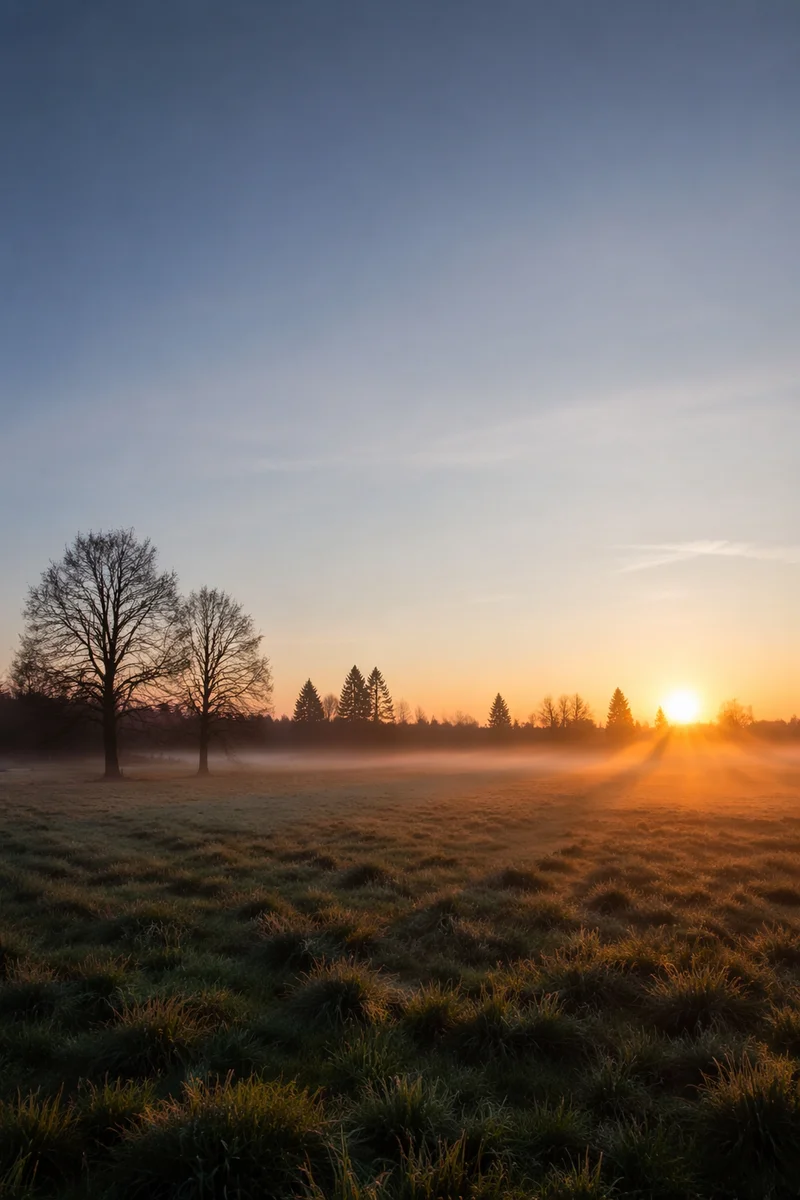 New Year Sunrise Over Misty Meadow