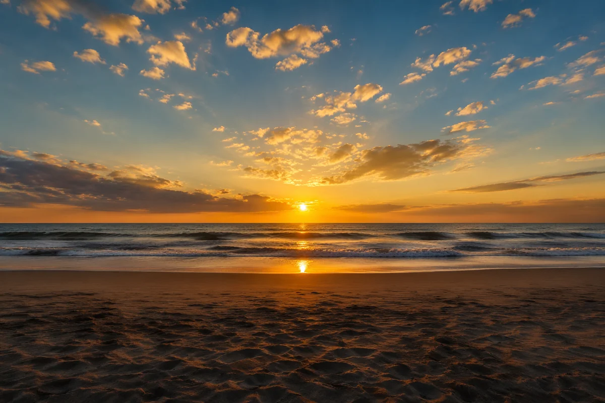 New Year Sunrise Over Peaceful Coastal Shore