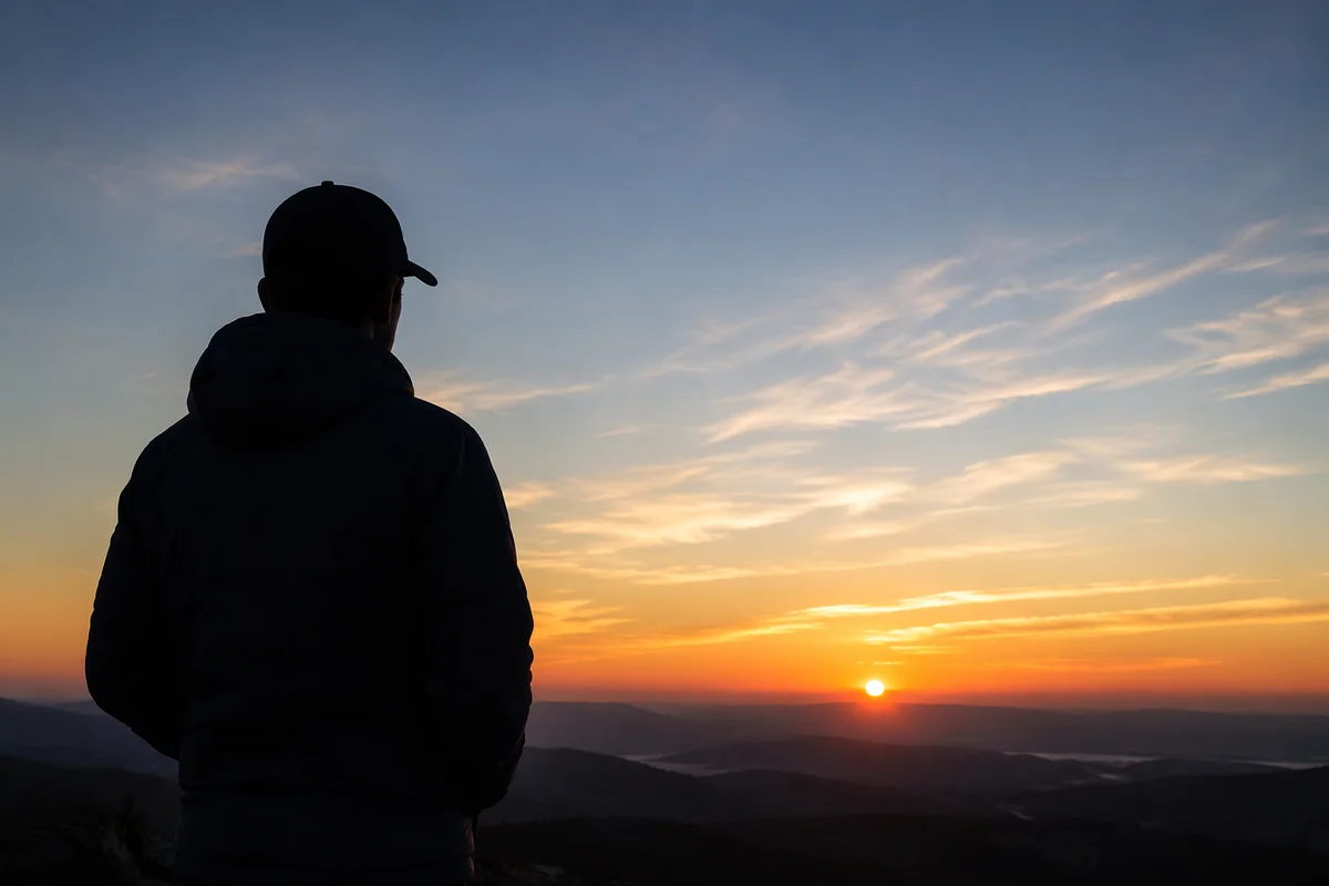 Solitary Figure at New Year Sunrise