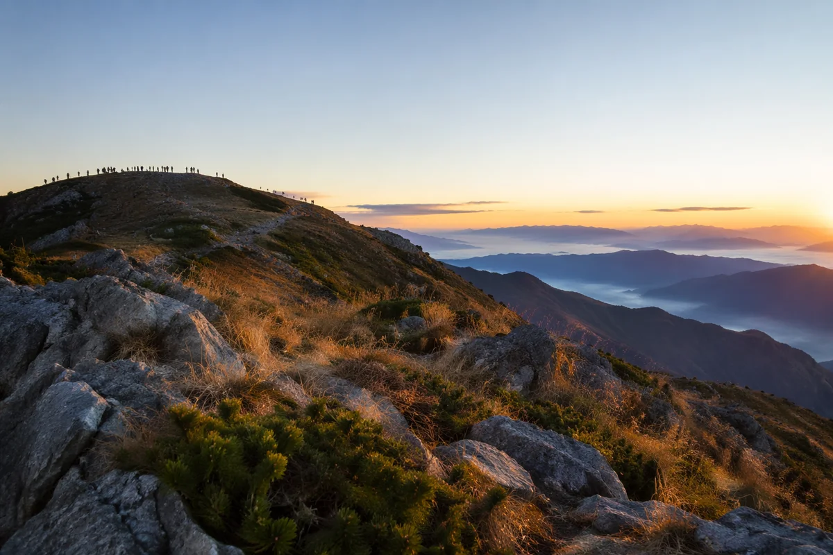 New Year Sunrise Over Mountain Ridge