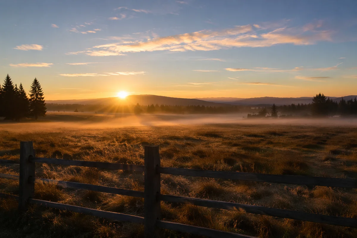 New Year Sunrise Over Peaceful Meadow