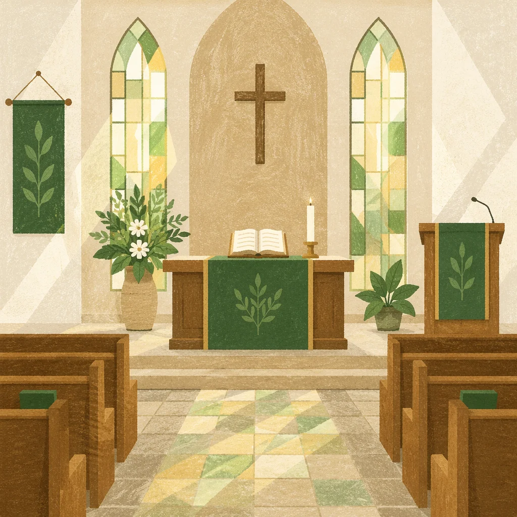 Ordinary Time Green Sanctuary with Altar Paraments