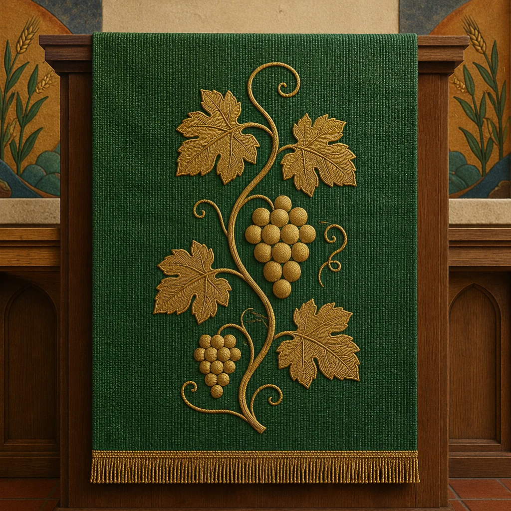 Green Ordinary Time Church Parament Close-Up