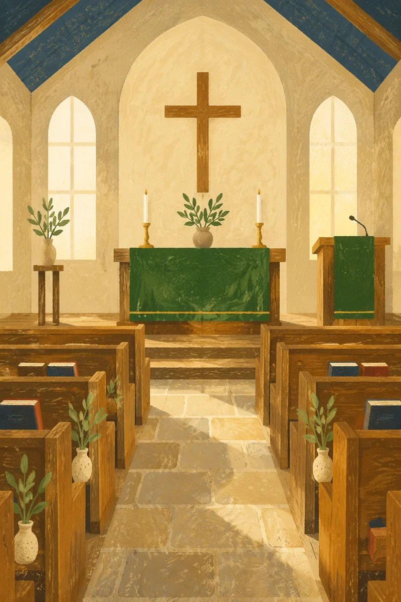 Ordinary Time Green Church Sanctuary Interior
