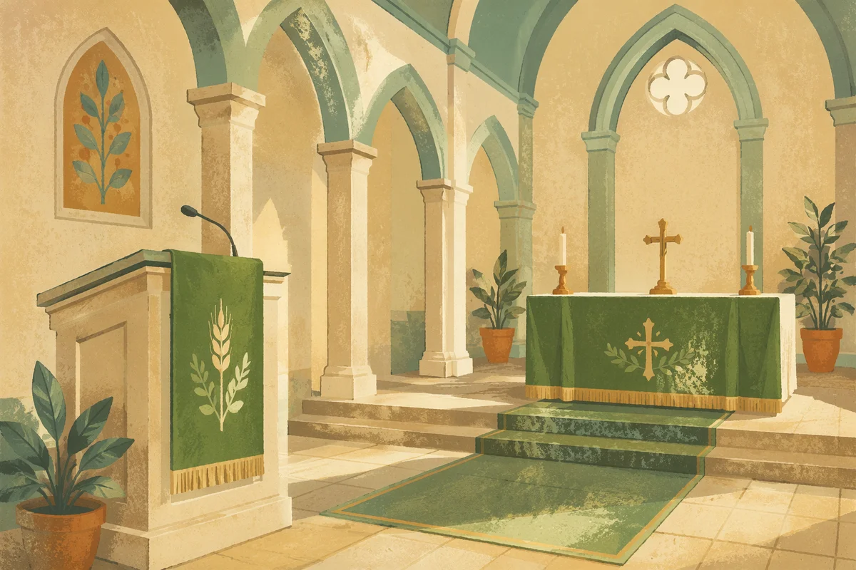 Ordinary Time Green Church Sanctuary Interior