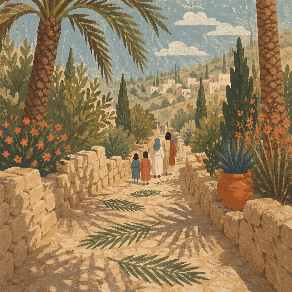 Palm Sunday Path Through Mediterranean Garden