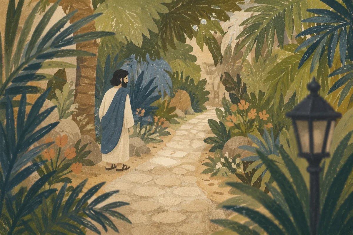 Palm Branch Stone Path for Seasonal Reflection