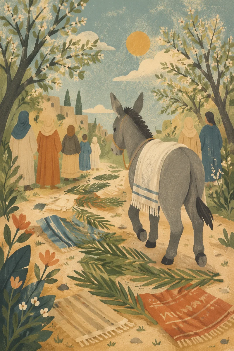 Palm Sunday Donkey on Cloaked Path