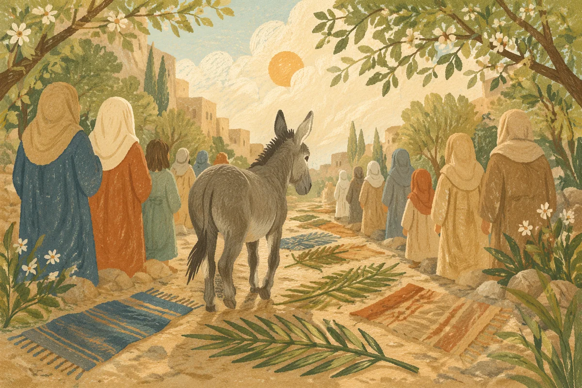 Palm Sunday Donkey on Cloaked Path
