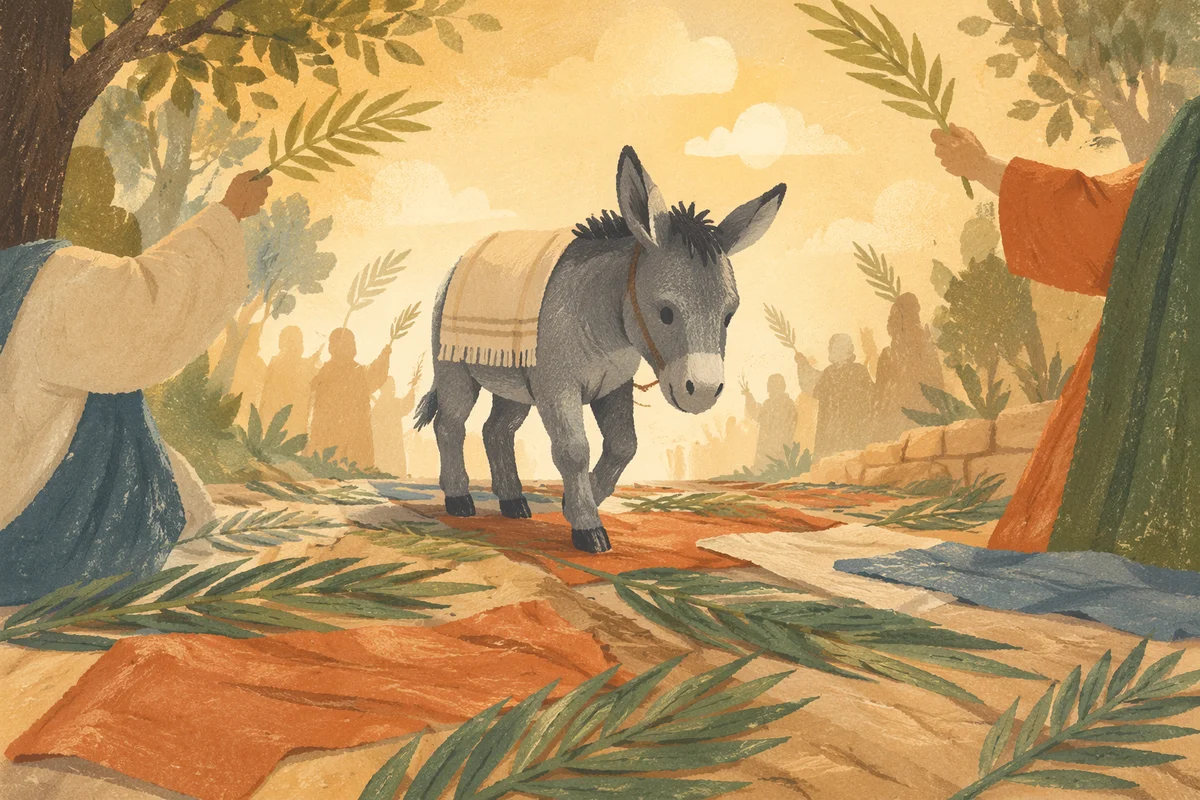Palm Sunday Donkey on Cloaked Path