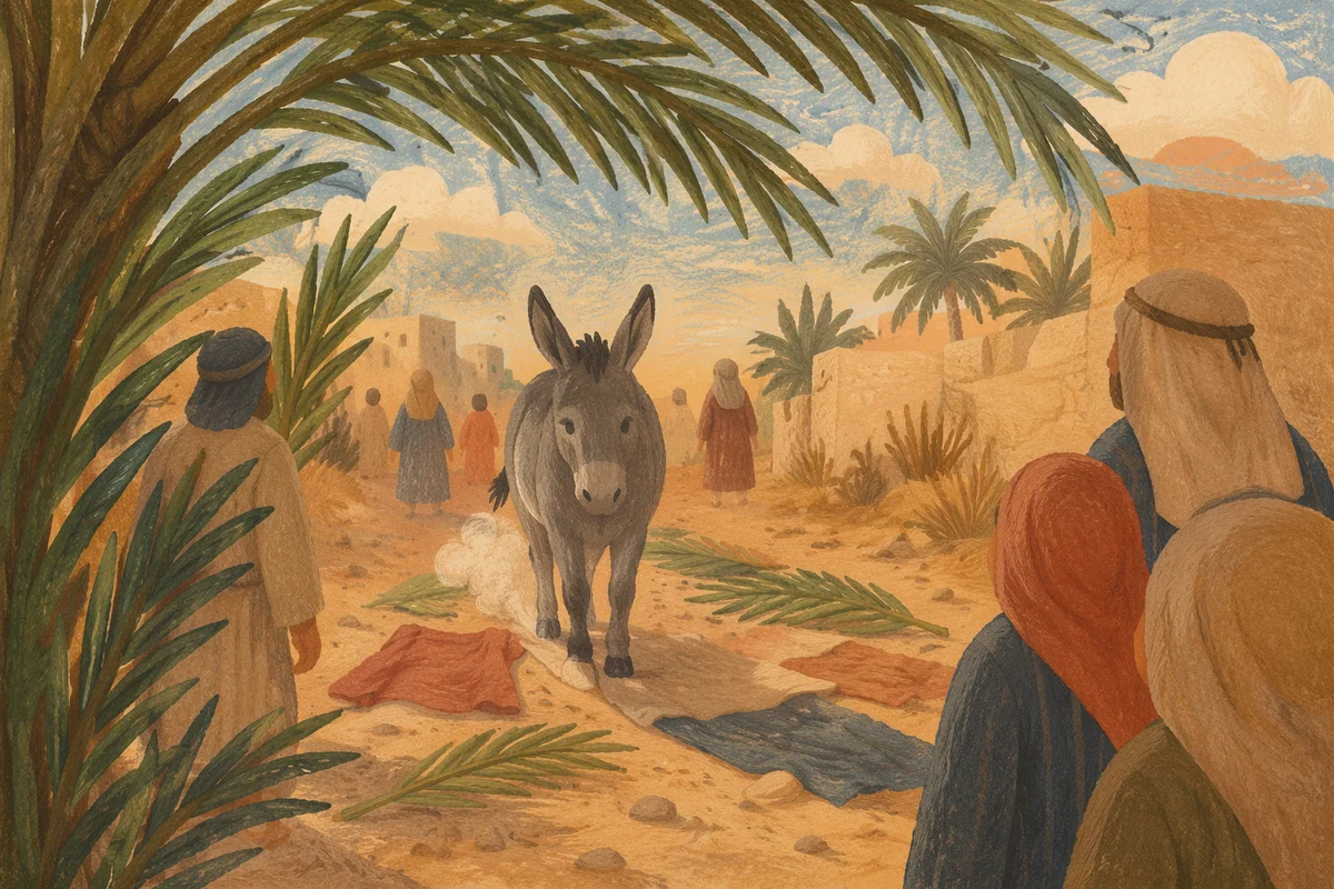 Palm Sunday Donkey on Desert Path