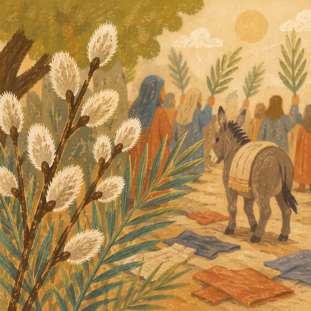 Palm Sunday Donkey Path Celebration Scene