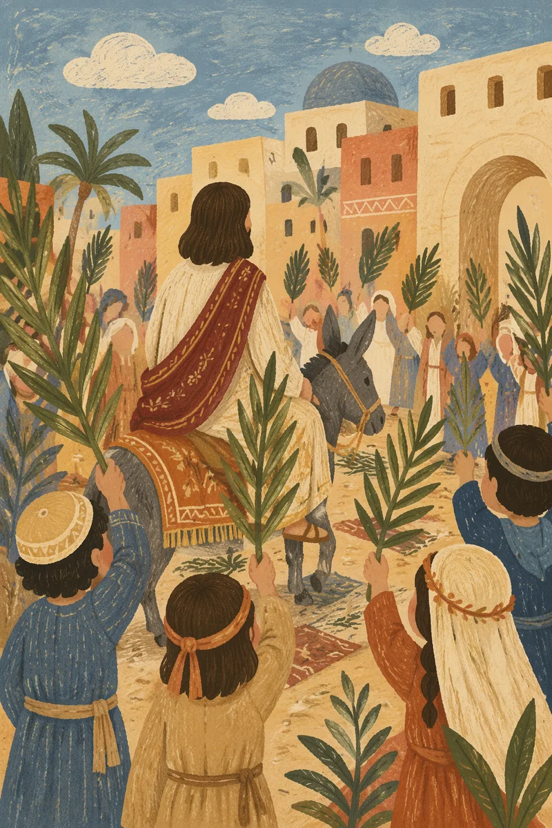 Children Waving Palms in Sunday Procession