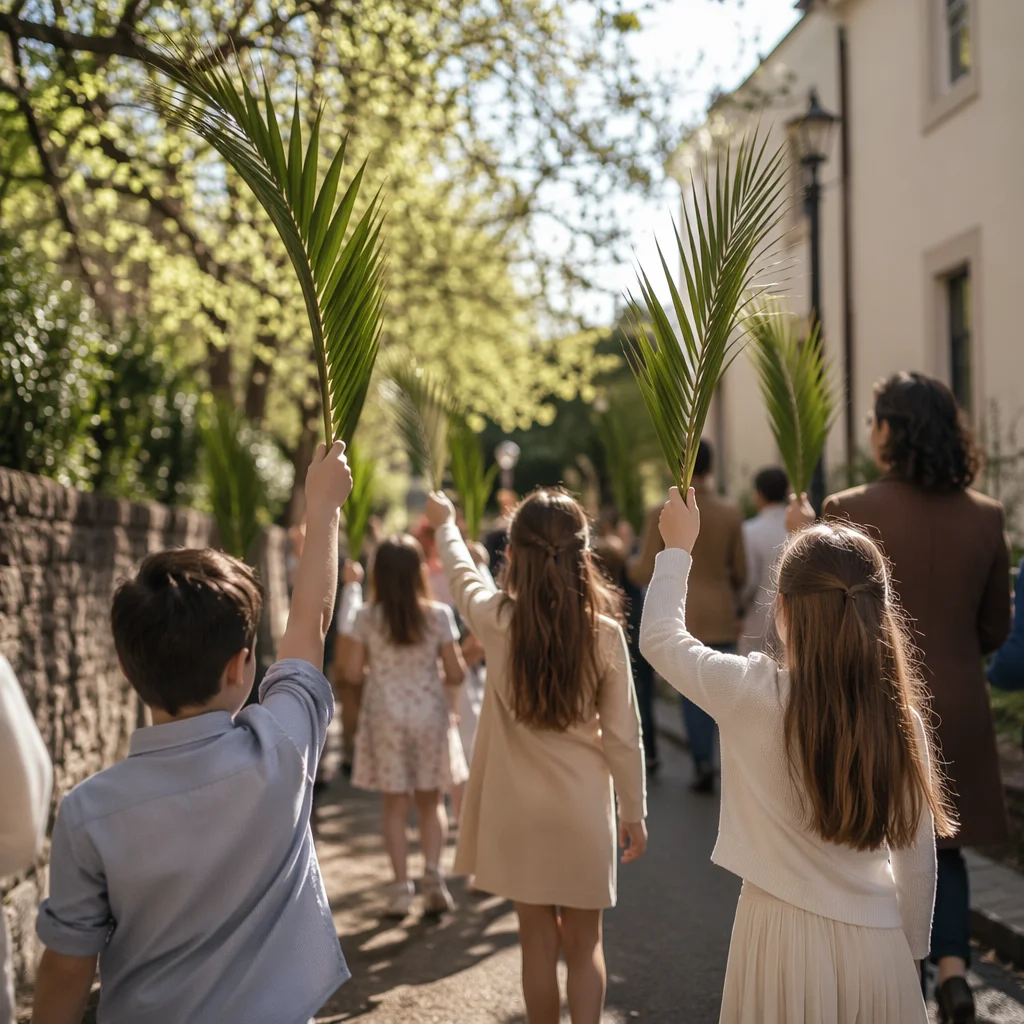 Children Waving Palms on Palm Sunday