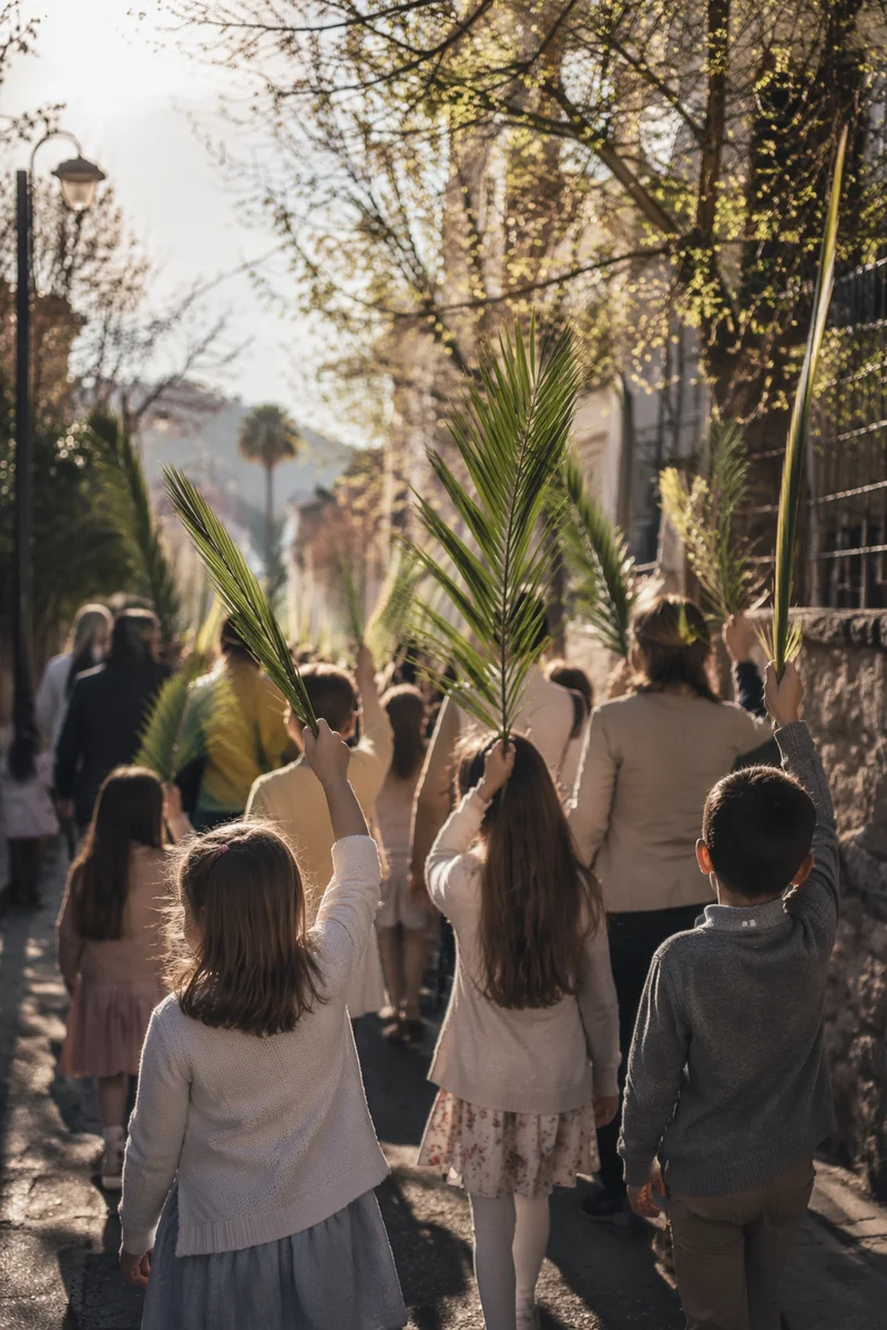 Children Waving Palms on Palm Sunday