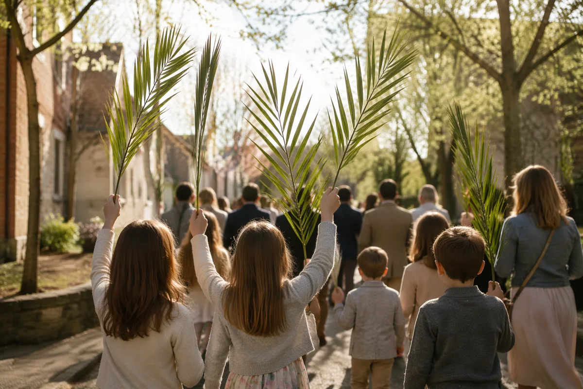 Children Waving Palms on Palm Sunday