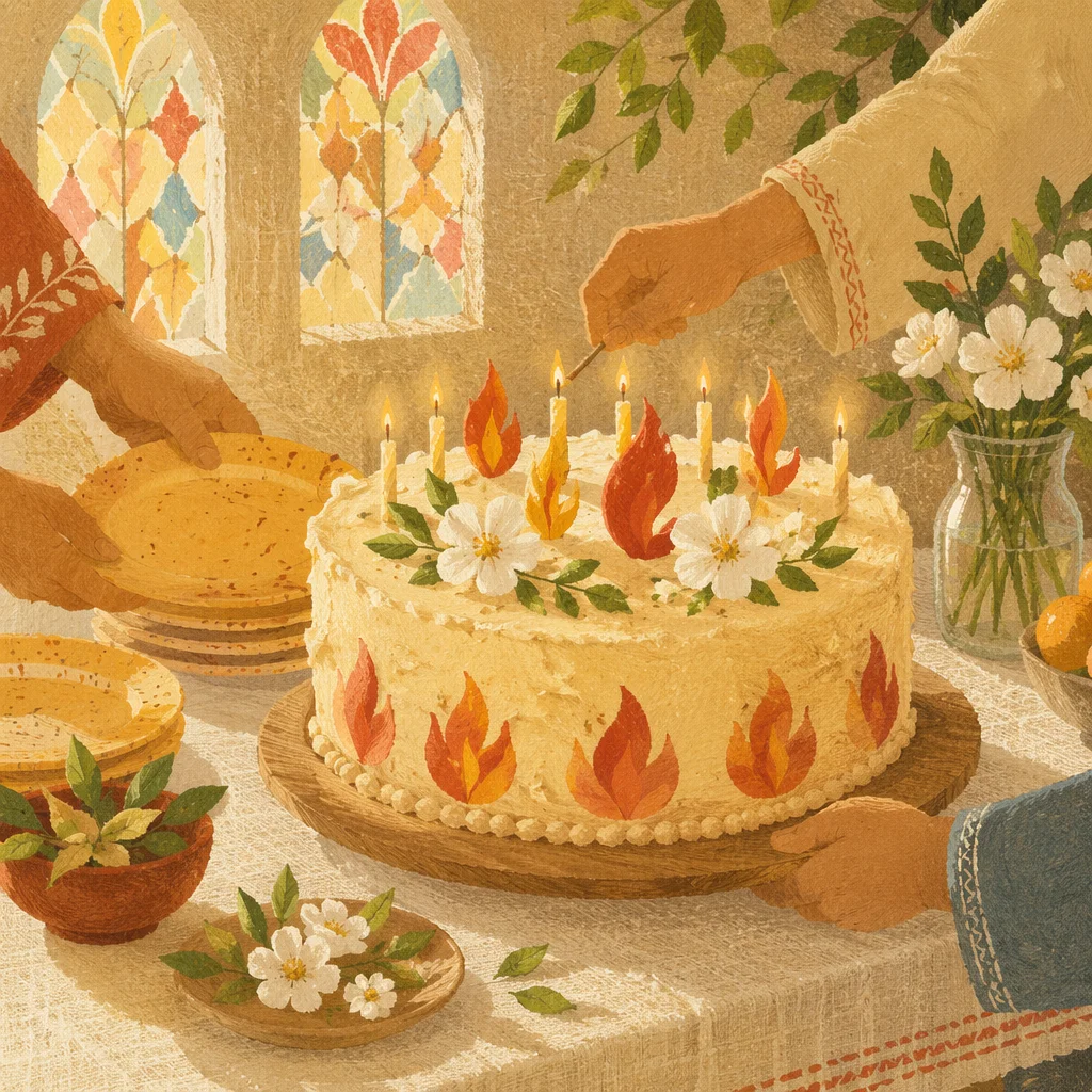 Pentecost Church Birthday Celebration Cake Scene