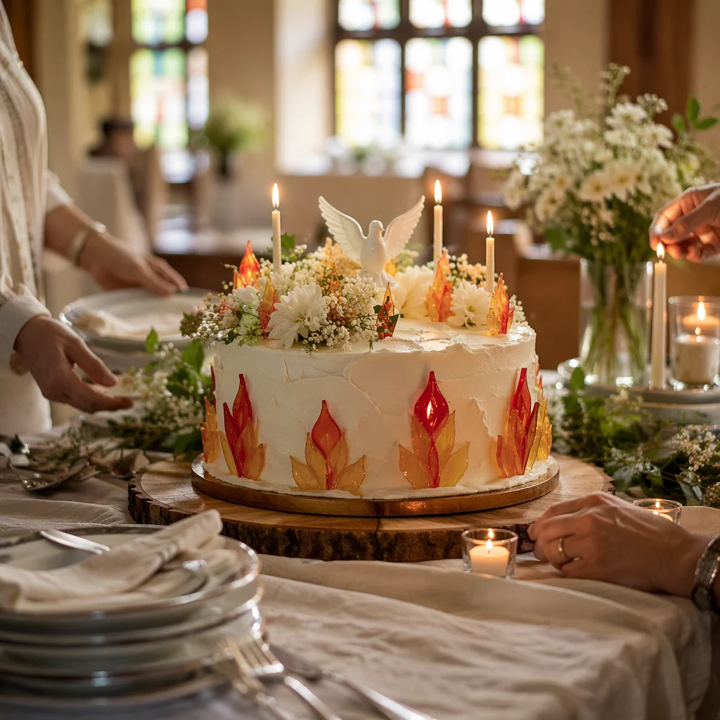 Pentecost Celebration Cake in Church Hall