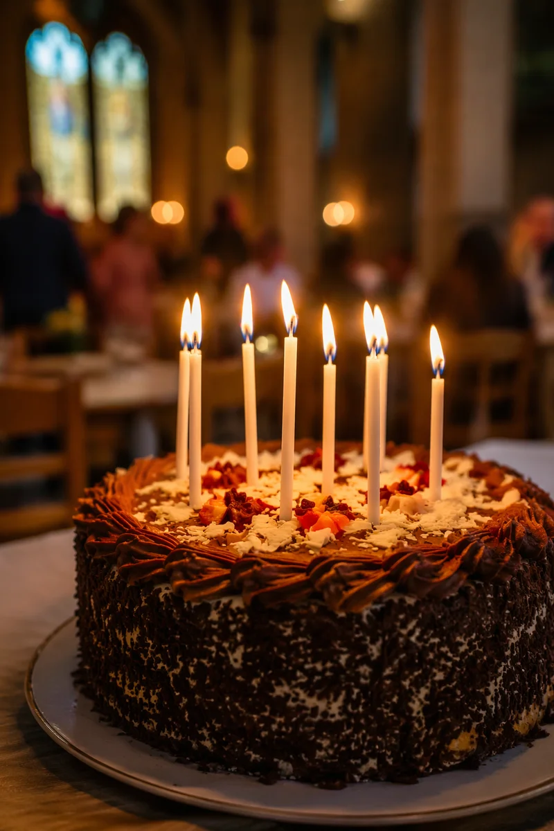 Pentecost Church Birthday Celebration Cake with Candles