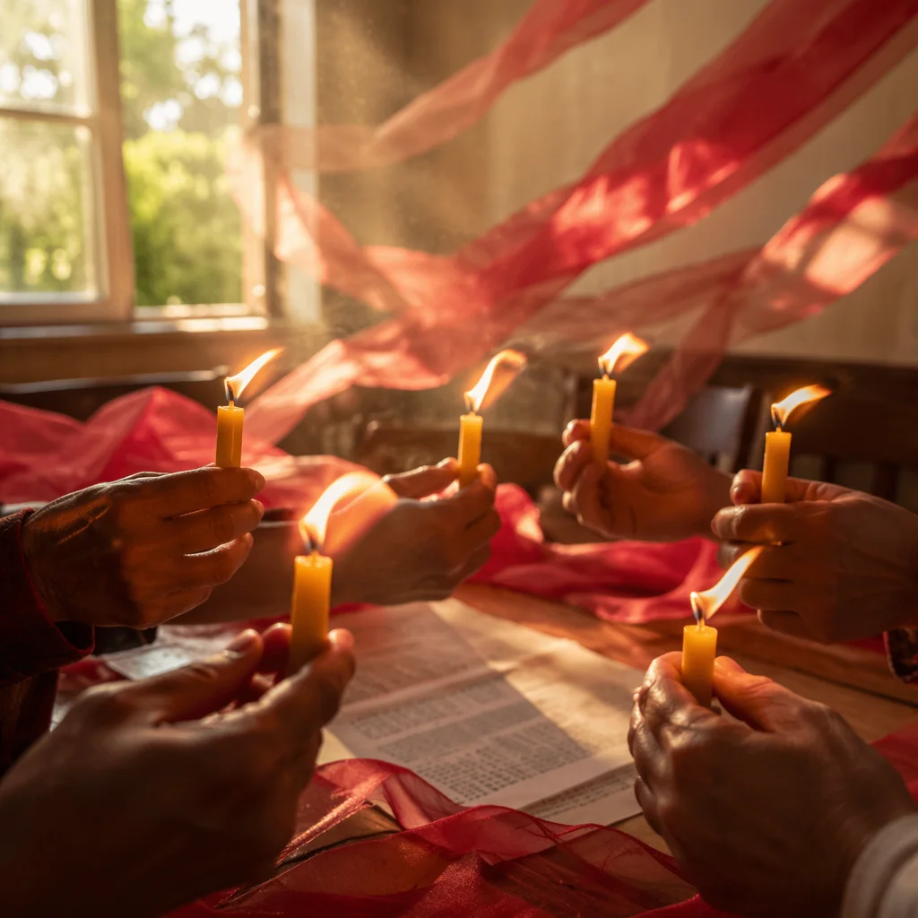 Pentecost Candle Flames in Gentle Wind