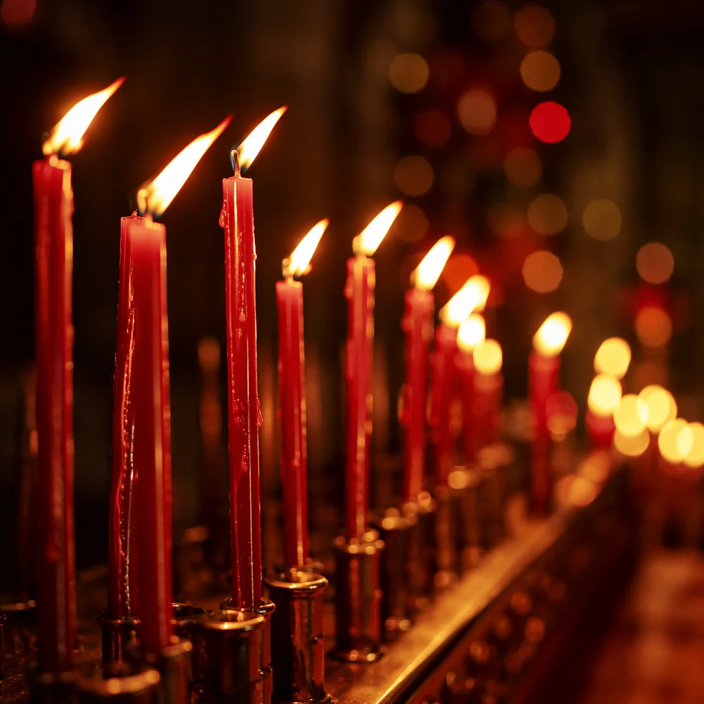 Pentecost Red Candles in Gentle Flame