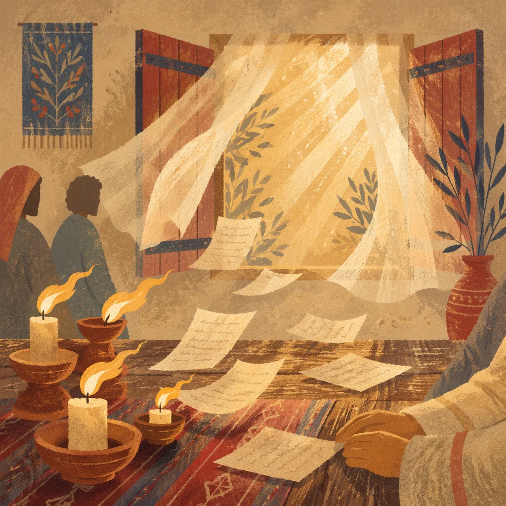 Pentecost Wind and Candle Flames Gathering
