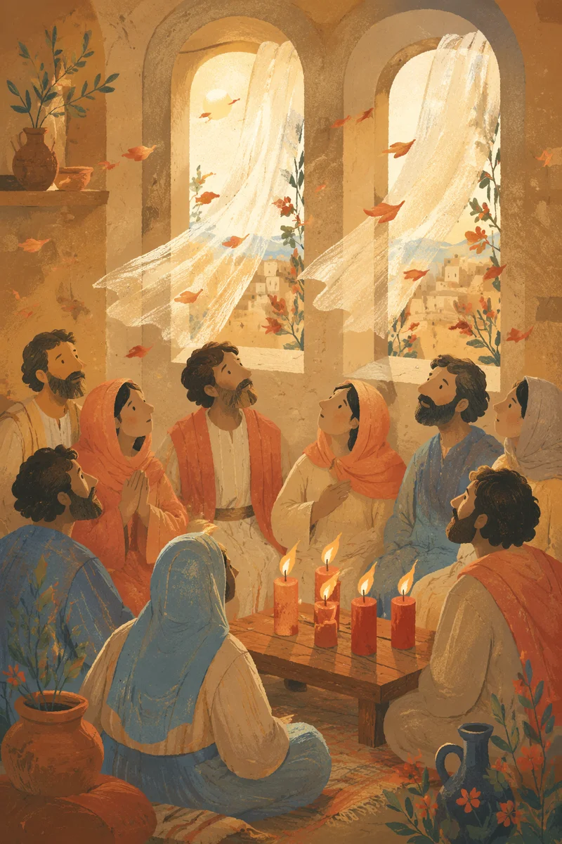 Pentecost Candles and Wind in Chapel